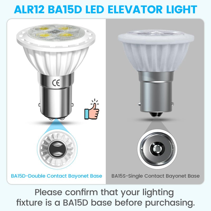 Aluxcia ALR12 BA15D LED Elevator Light - 6435/FR 12V BA15D Frosted Light Bulb 30W Halogen Replacement ALR12 Flood Light for RV Camper Trailer Motorhome Boat Lighting, Daylight 6000K, 2-Pack - Image 2